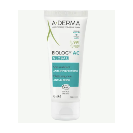 A-Derma Biology AC Global Soin Matifiant 40ml +gel moussant nettoyant 5ml offert