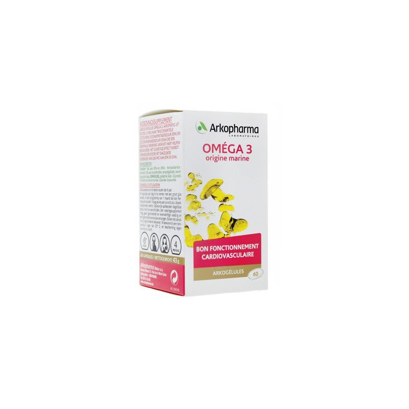 Arkogélules Oméga 3 Origine Marine Boîte de 60 disponible sur Pharmacasse