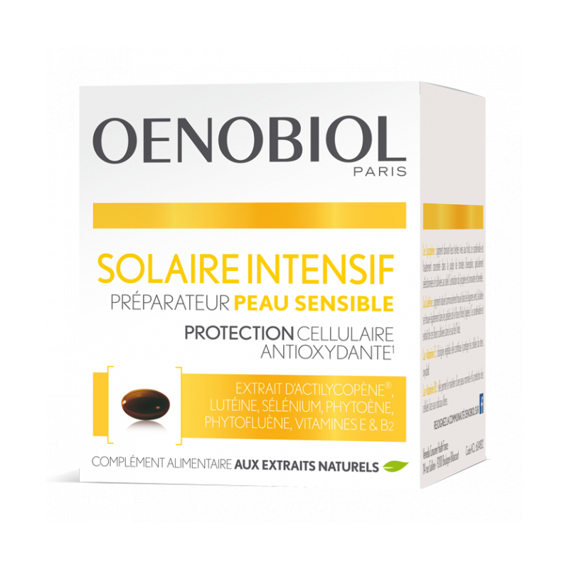 OENOBIOL solaire intensif peau sensible 30 capsules disponible sur Pharmacasse
