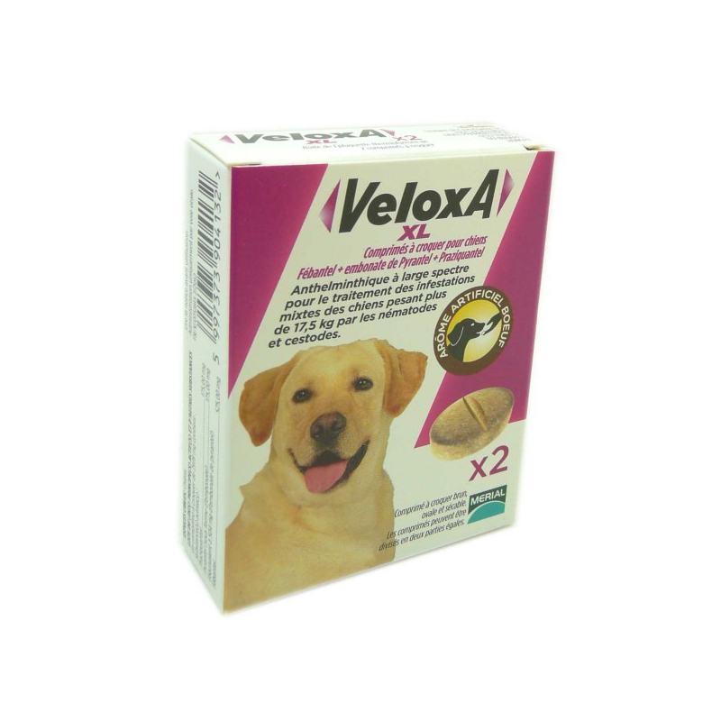 Veloxa Xl chien +17,5kg 2 comprimés disponible sur Pharmacasse